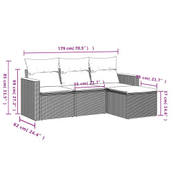 Salon de jardin avec coussins 4 pcs beige résine tressée