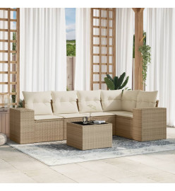 Salon de jardin avec coussins 6 pcs beige résine tressée