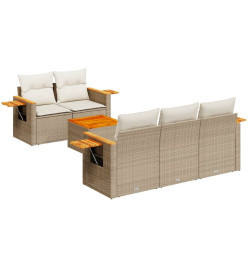 Salon de jardin avec coussins 6 pcs beige résine tressée