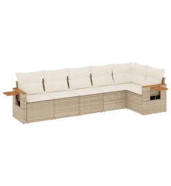 Salon de jardin avec coussins 6 pcs beige résine tressée