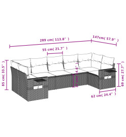 Salon de jardin avec coussins 7 pcs beige résine tressée