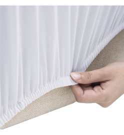 Housse extensible de canapé 4 places Blanc Jersey de polyester