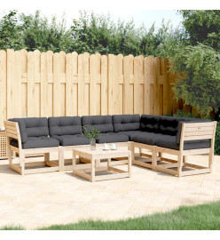 Salon de jardin 6 pcs avec coussins bois de pin massif