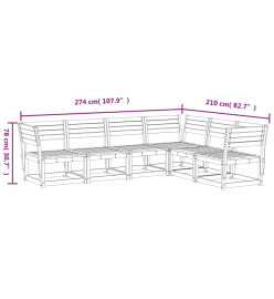 Salon de jardin 6 pcs bois de pin massif