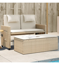 Banc inclinable de jardin avec coussins beige résine tressée