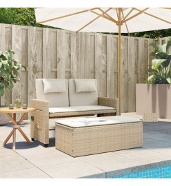 Banc inclinable de jardin avec coussins beige résine tressée