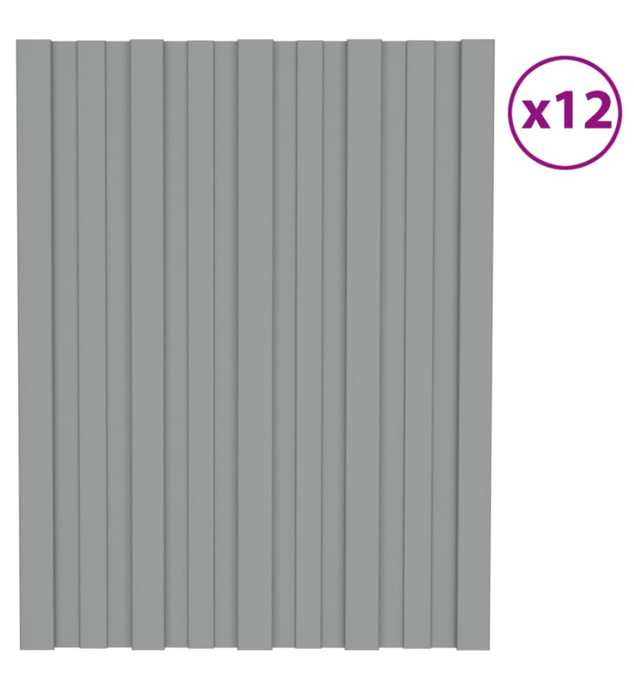 Panneaux de toiture 12 pcs Acier galvanisé Gris 60x45 cm