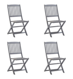 Chaises pliables d'extérieur 4 pcs avec coussins Bois d'acacia