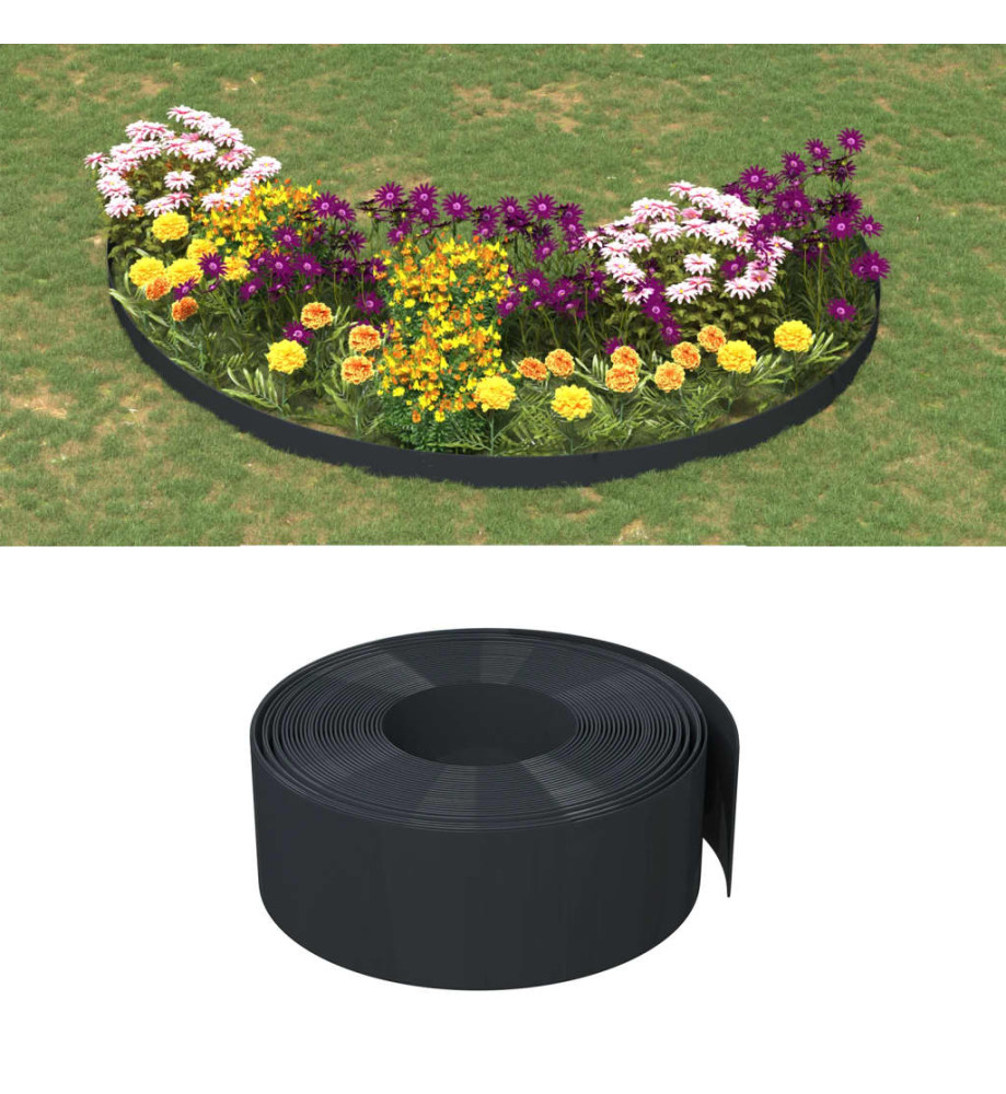 Bordures de jardin 5 pcs noir 10 m 20 cm polyéthylène