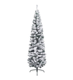 Sapin de Noël artificiel mince flocon de neige vert 240 cm PVC