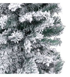 Sapin de Noël artificiel mince flocon de neige vert 240 cm PVC