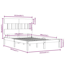 Cadre de lit Marron miel Bois massif 140x190 cm