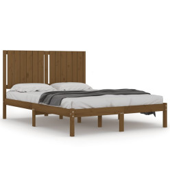 Cadre de lit Marron miel Bois de pin massif 140x190 cm