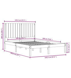 Cadre de lit Marron miel Bois de pin massif 140x190 cm