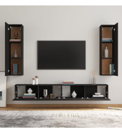 Ensemble de meubles TV 4 pcs Noir Bois d'ingénierie