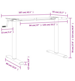 Cadre de bureau debout blanc (94-135)x60x(70-114) cm acier