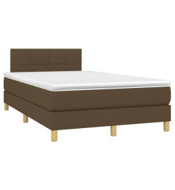 Sommier tapissier matelas et LED Marron foncé 120x200 cm Tissu