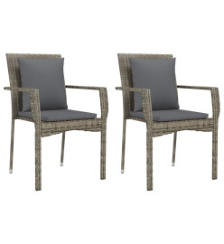 Mobilier à dîner de jardin 3pcs avec coussins noir et gris