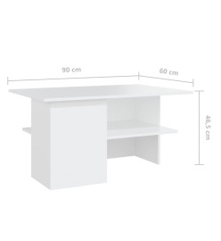 Table basse Blanc 90x60x46,5 cm Aggloméré