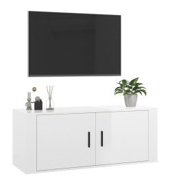 Meuble TV mural Blanc brillant 100x34,5x40 cm