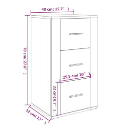 Buffet Blanc brillant 40x33x70 cm Bois d'ingénierie