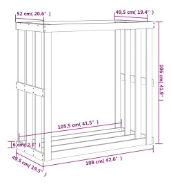 Porte-bûches d’extérieur Blanc 108x52x106 cm Bois massif de pin