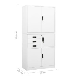 Armoire de bureau Blanc 90x40x180 cm Acier