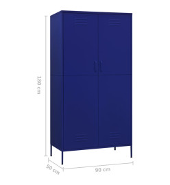 Garde-robe Bleu marine 90x50x180 cm Acier