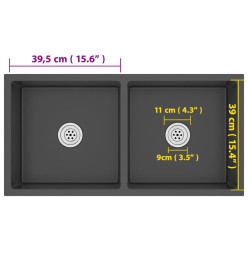 Évier de cuisine fait main Noir Acier inoxydable