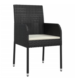 Ensemble à dîner de jardin et coussins 7pcs Noir Résine tressée