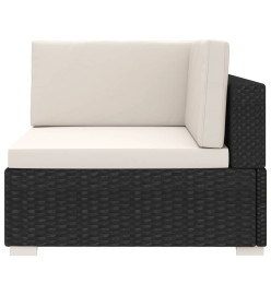 Chaise d'angle 1 pc et coussins Résine tressée Noir