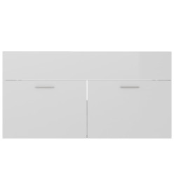 Armoire d'évier Blanc brillant 90x38,5x46 cm Aggloméré