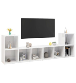 Meubles TV 4 pcs Blanc brillant 72x35x36,5 cm Aggloméré