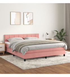 Lit à sommier tapissier avec matelas Rose 180x200 cm Velours