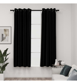 Rideaux occultants Aspect lin avec œillets 2 pcs Noir 140x175cm