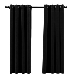 Rideaux occultants Aspect lin avec œillets 2 pcs Noir 140x175cm