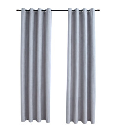 Rideaux occultants avec anneaux en métal 2 pcs Gris 140x175 cm