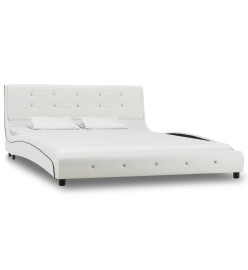 Lit avec matelas à mémoire de forme Blanc Similicuir 140x200 cm