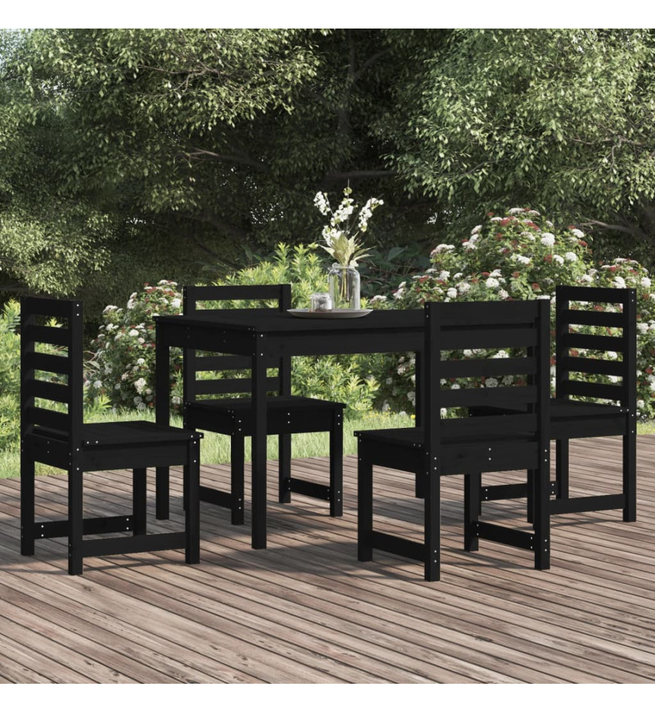 Ensemble à dîner de jardin 5 pcs noir bois massif de pin