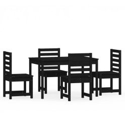 Ensemble à dîner de jardin 5 pcs noir bois massif de pin