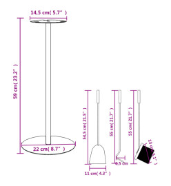 Set d’outils de cheminée 4 pcs 22x59 cm acier