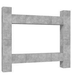 Ensemble de meubles TV 8 pcs Gris béton Aggloméré