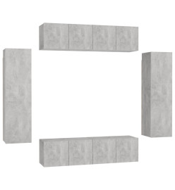 Ensemble de meubles TV 6 pcs Gris béton Aggloméré