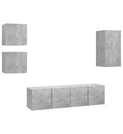 Ensemble de meuble TV 5 pcs Gris béton Aggloméré