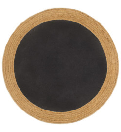 Tapis tressé Noir et naturel 180 cm Jute et coton Rond