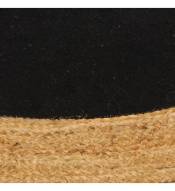 Tapis tressé Noir et naturel 180 cm Jute et coton Rond