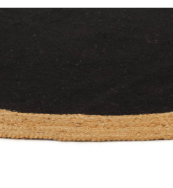 Tapis tressé Noir et naturel 180 cm Jute et coton Rond