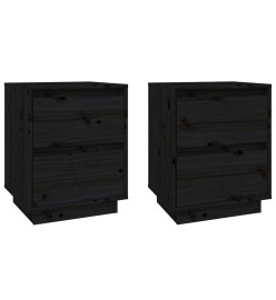 Tables de chevet 2 pcs Noir 40x35x50 cm Bois de pin solide