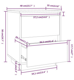 Tables de chevet 2 pcs Noir 40x35x50 cm Bois de pin solide