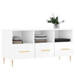 Meuble TV Blanc brillant 102x36x50 cm Bois d'ingénierie